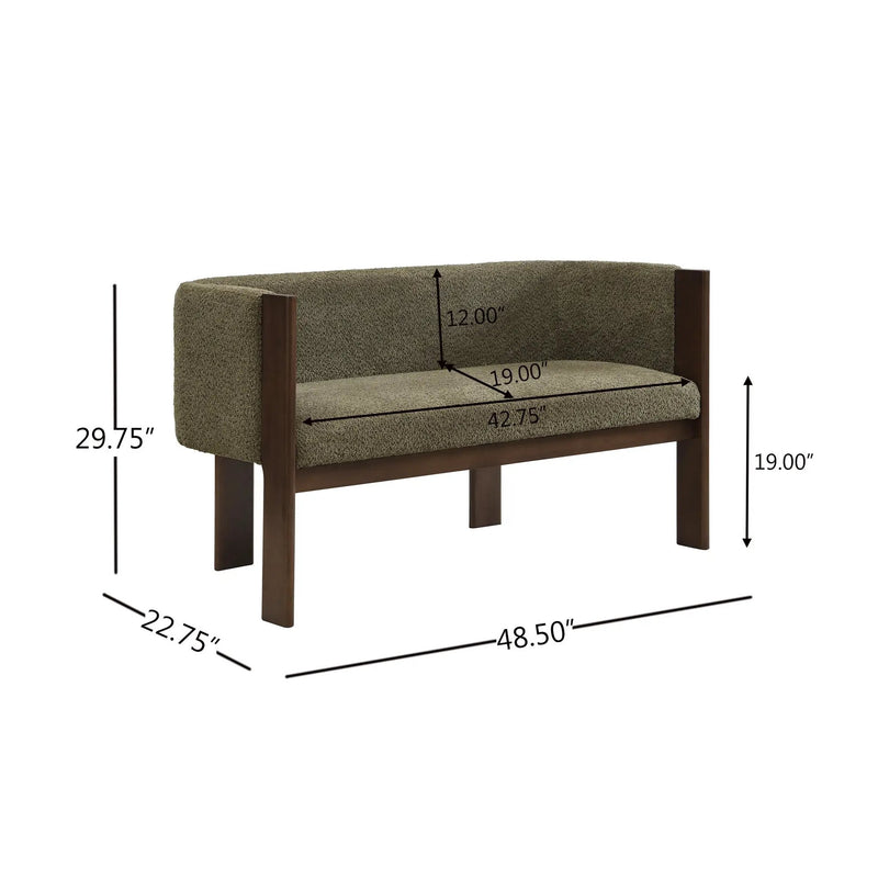48.5" Upholstered Solid Loveseat (Walnut+Green) by HouseOfZazla