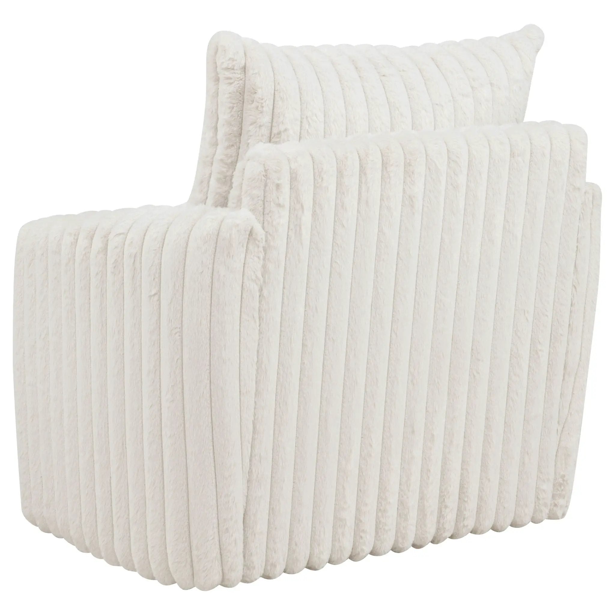 Sarco Corduroy Upholstered Swivel Accent Arm Chair Ivory by Unique Piece Furniture