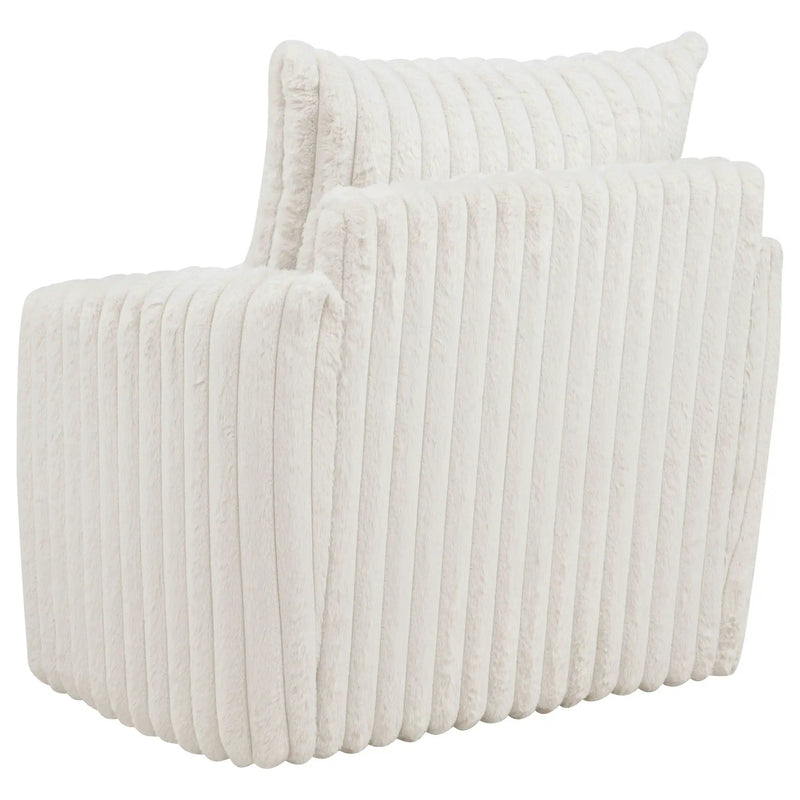 Sarco Corduroy Upholstered Swivel Accent Arm Chair Ivory by Unique Piece Furniture