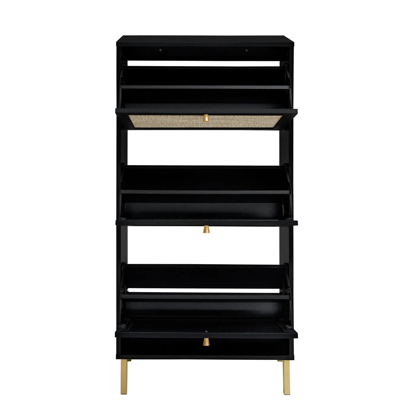 Modern Rattan 3 Door Shoe Rack Cabinet for Entryway by HouseOfZazla