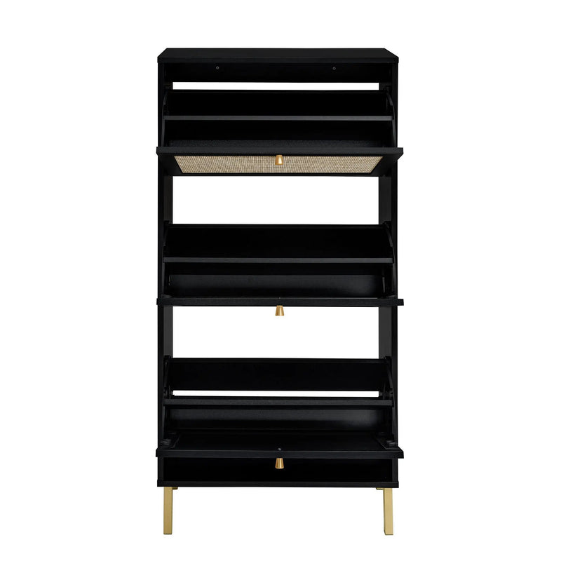 Modern Rattan 3 Door Shoe Rack Cabinet for Entryway by HouseOfZazla