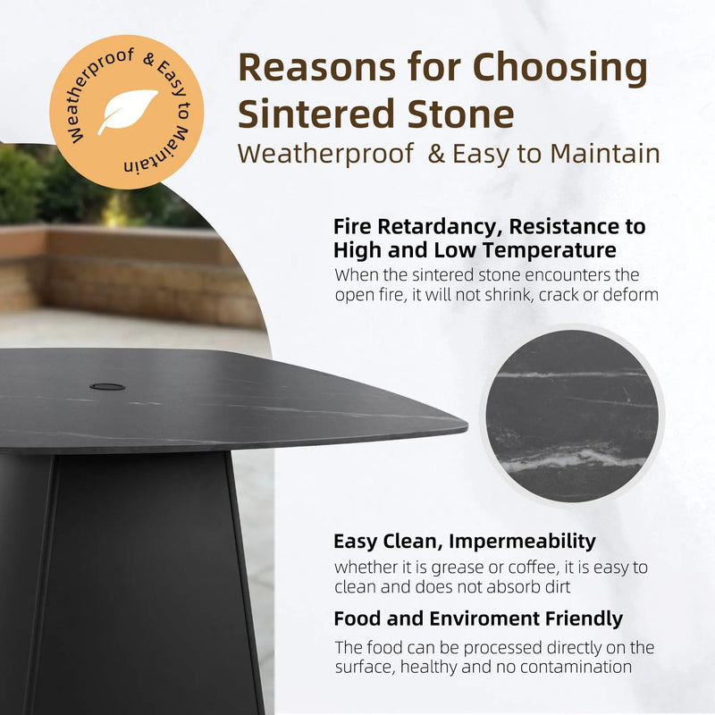 Rounded Square Outdoor Pedestal Dining Table by Unique Piece Furniture