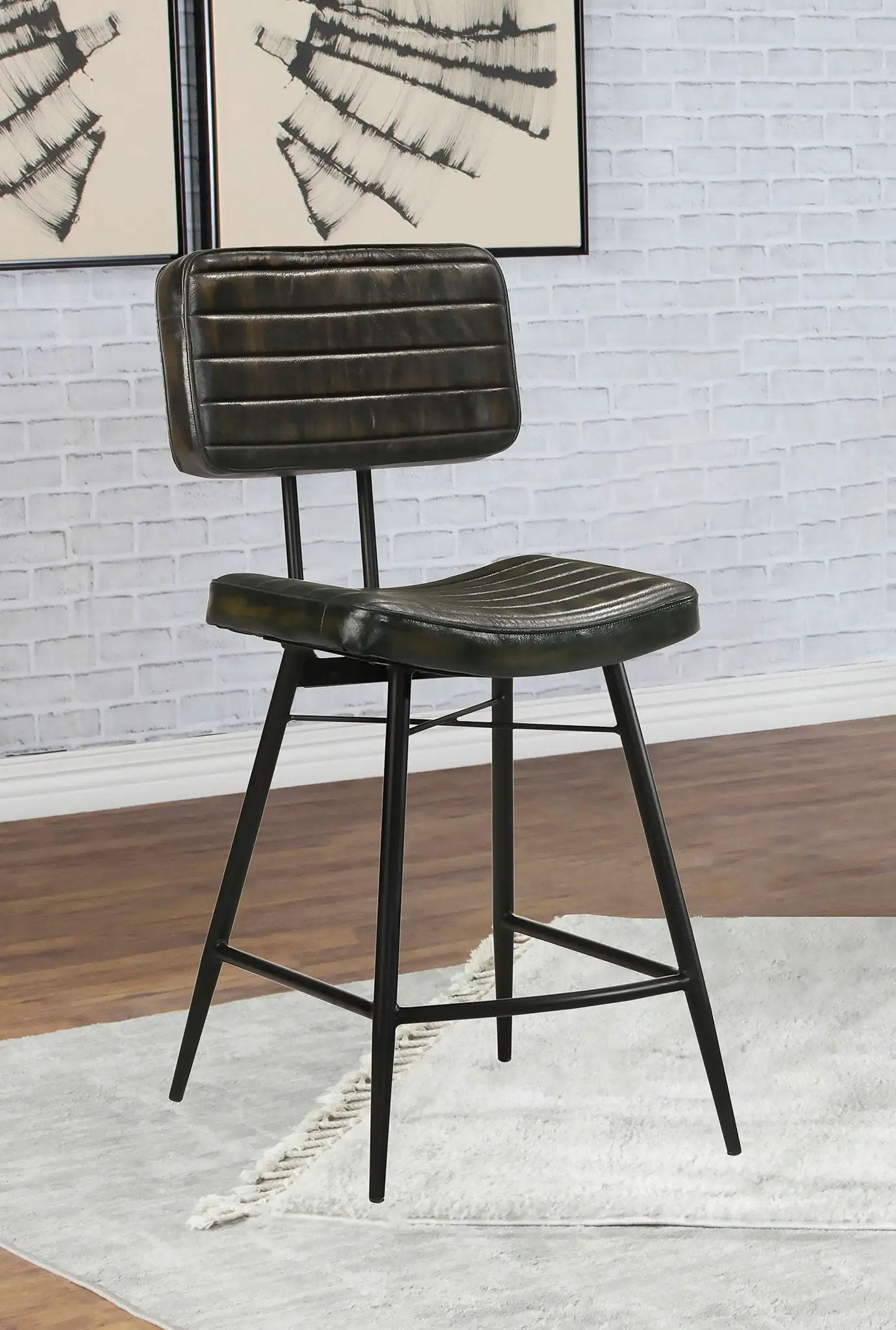 Partridge Leather Counter Chair Antique Espresso (Set of 2) by Unique Piece Furniture