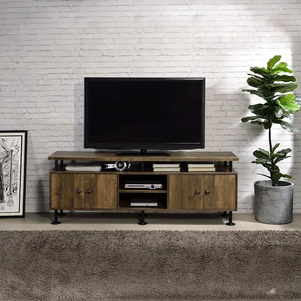 Ensata II - TV Stand - Rustic Oak & Black by Unique Piece Furniture