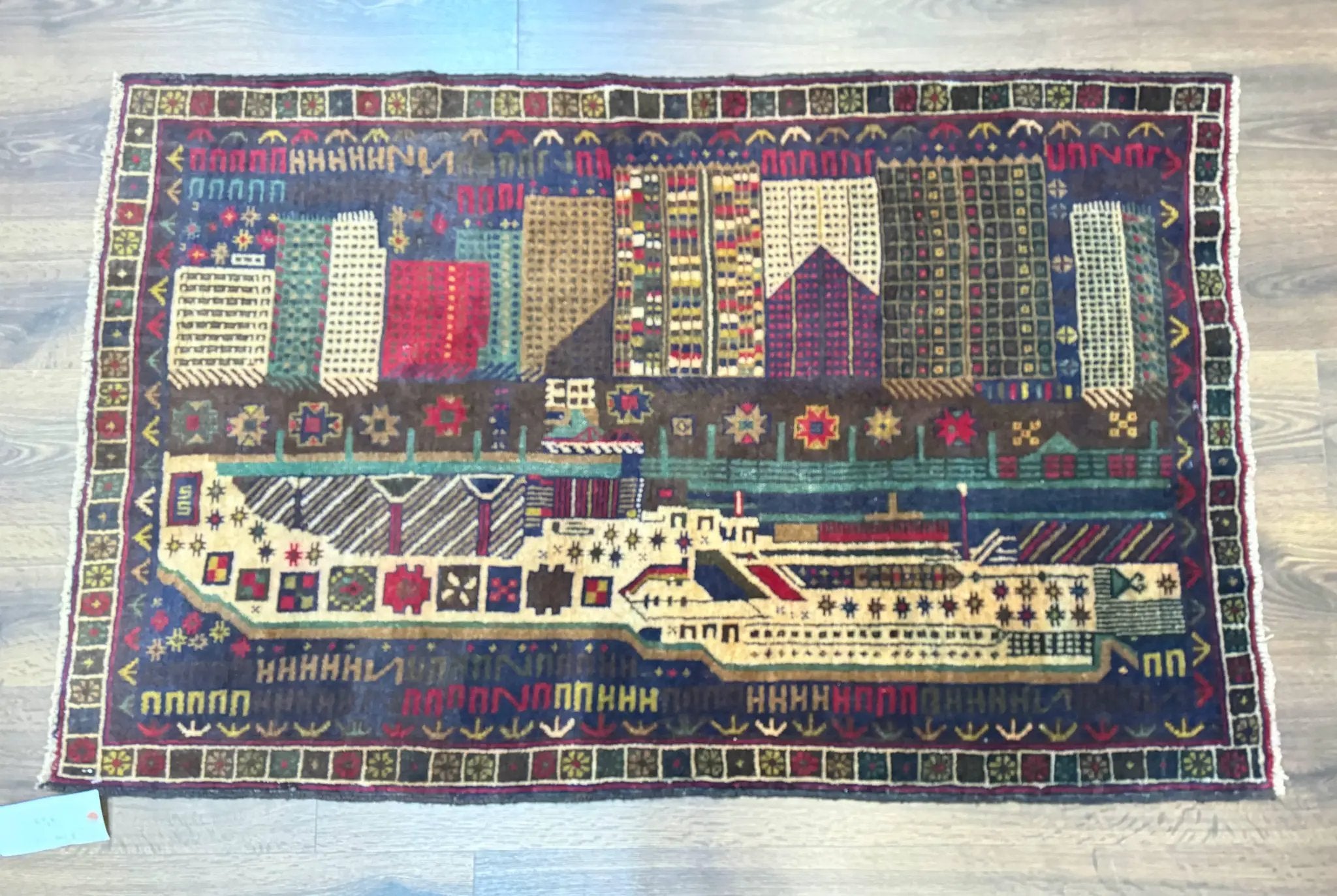 Balouch Rug 3x5, Afghan Carpet, City Pictorial by Jewel Rugs