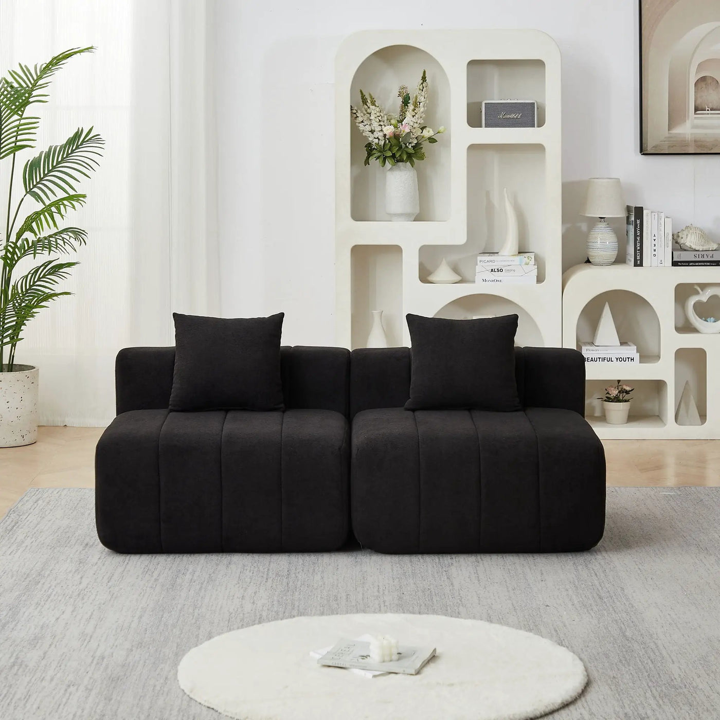 Modular Sectional Sofa With 2 Pillows, Symmetrical Design by HouseOfZazla