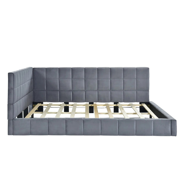 Full Size Upholstered Classic Daybed / Sofa Bed Frame, Elegant Design - Gray