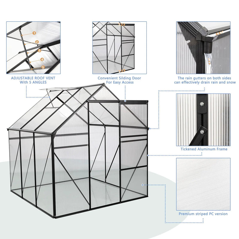 Polycarbonate house Raised Base And Anchor Aluminum Heavy Duty Walk-In houses For Outdoor Backyard In All Season by HouseOfZazla
