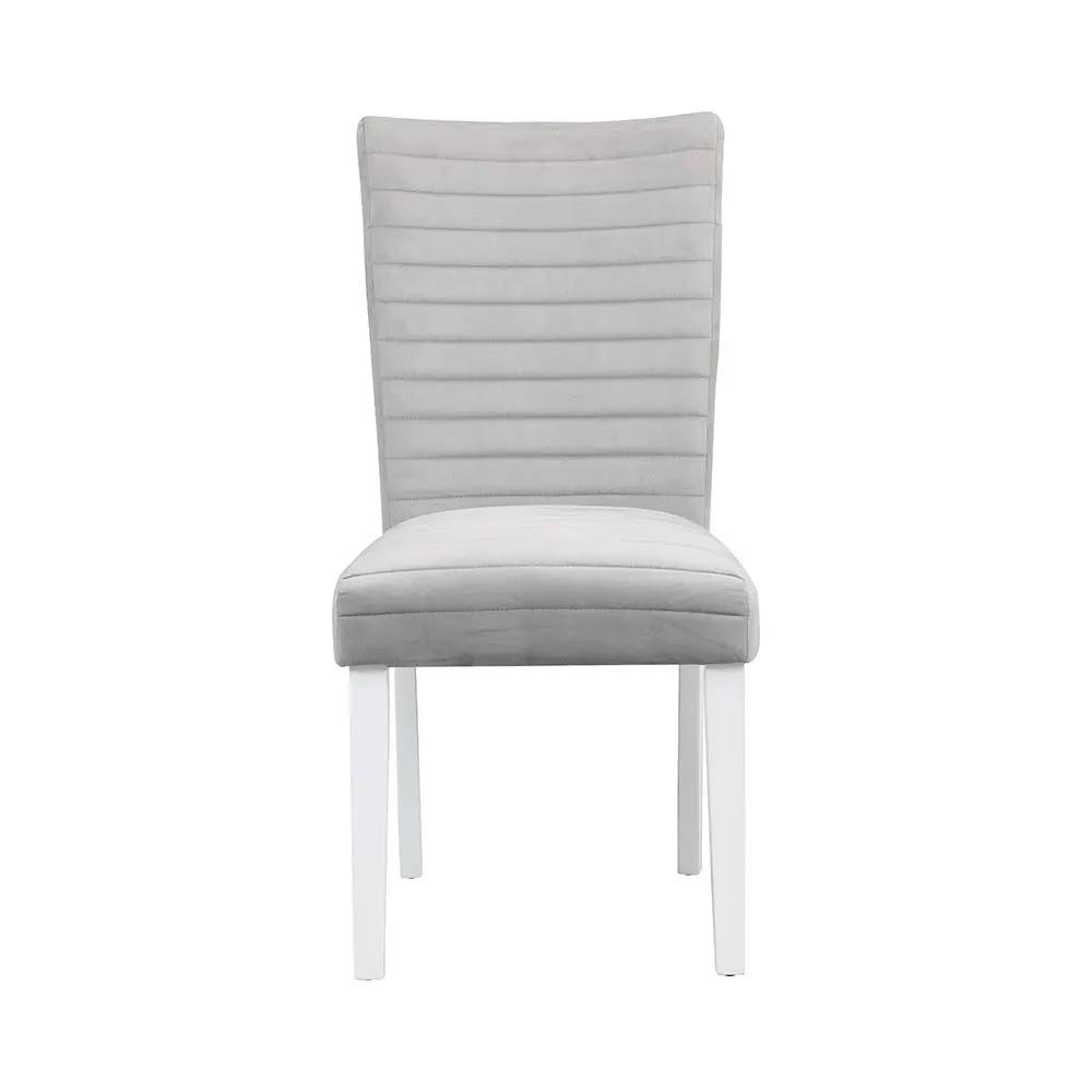 Elizaveta - Side Chair (Set of 2) - Gray Velvet &White High Gloss by Unique Piece Furniture