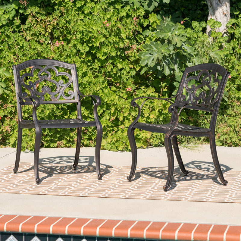 Cast Aluminum Dining Chair With Hand Crafted Details - Copper by HouseOfZazla