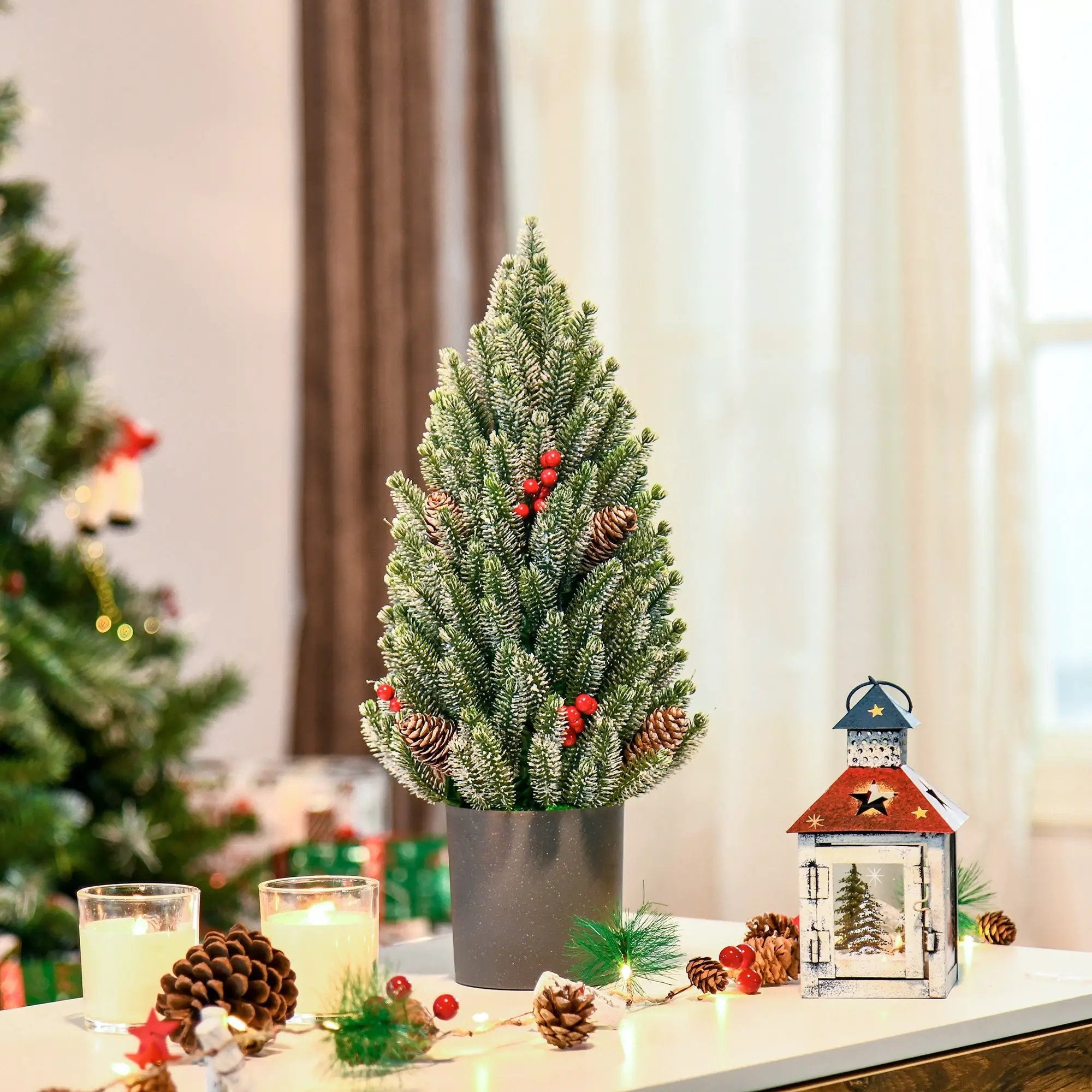 HOMCOM 18" Tall Unlit Miniature Snow-Flocked Tabletop Christmas Tree by HouseOfZazla