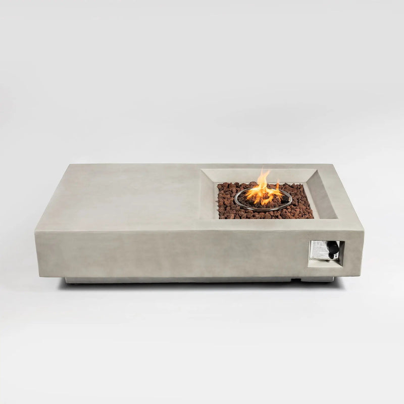 Propane Gas Fire Pit Table, 50000 Btu, Rectangular For Outside - Light Gray by HouseOfZazla