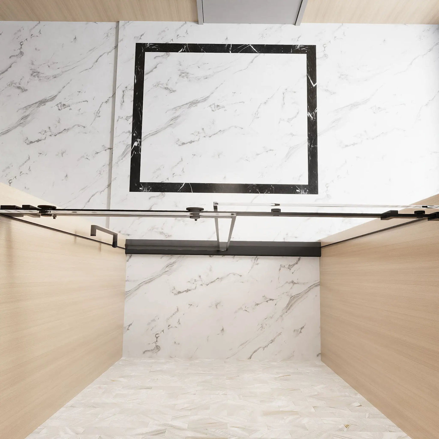 Frameless Single Sliding Shower Door, Square Tube Track by HouseOfZazla
