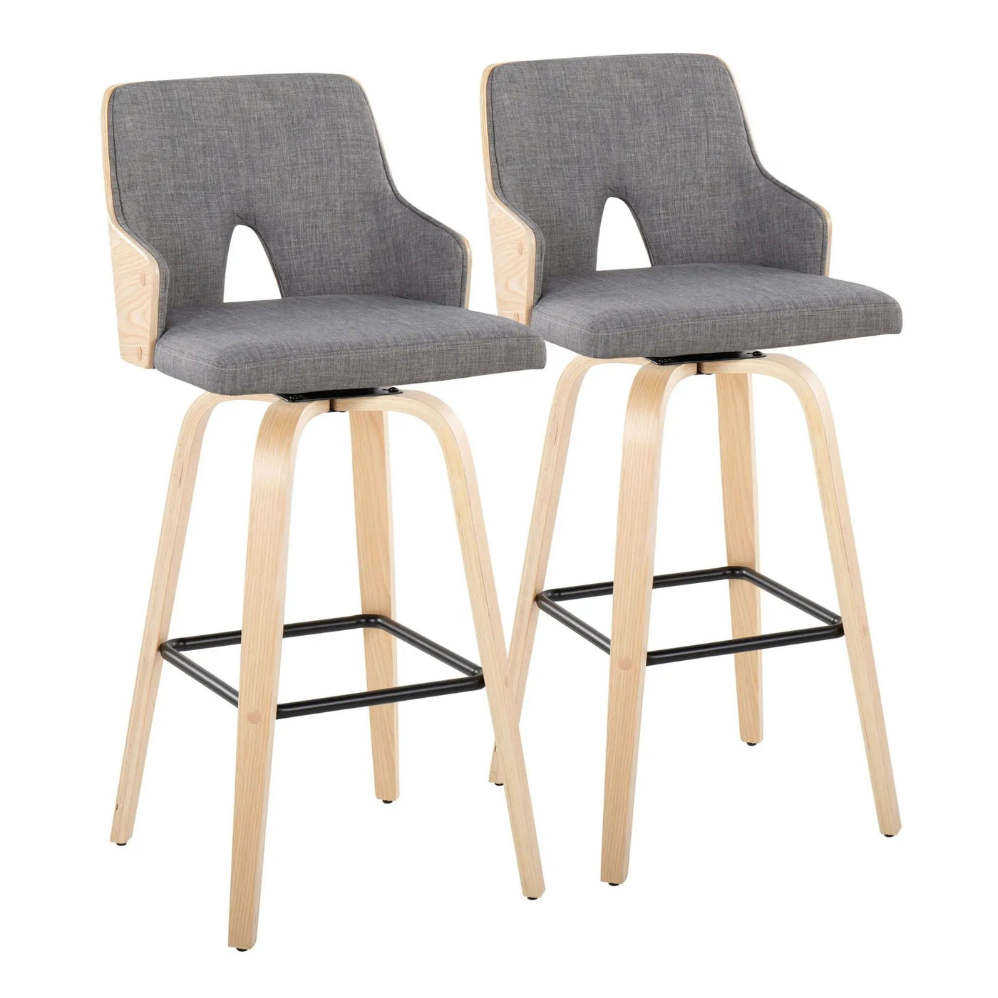 Stella - Contemporary Fixed Height Barstool With Swivel Square Footrest (Set of 2) by HouseOfZazla