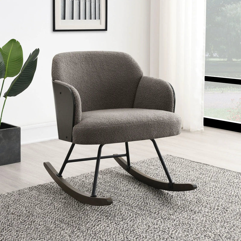 Paige Boucle Upholstered Mid Back Rocking Chair Taupe by Unique Piece Furniture