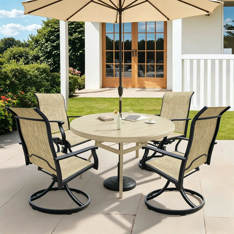 Outdoor Patio Furniture Set for 4 with Swivel Chairs by HouseOfZazla