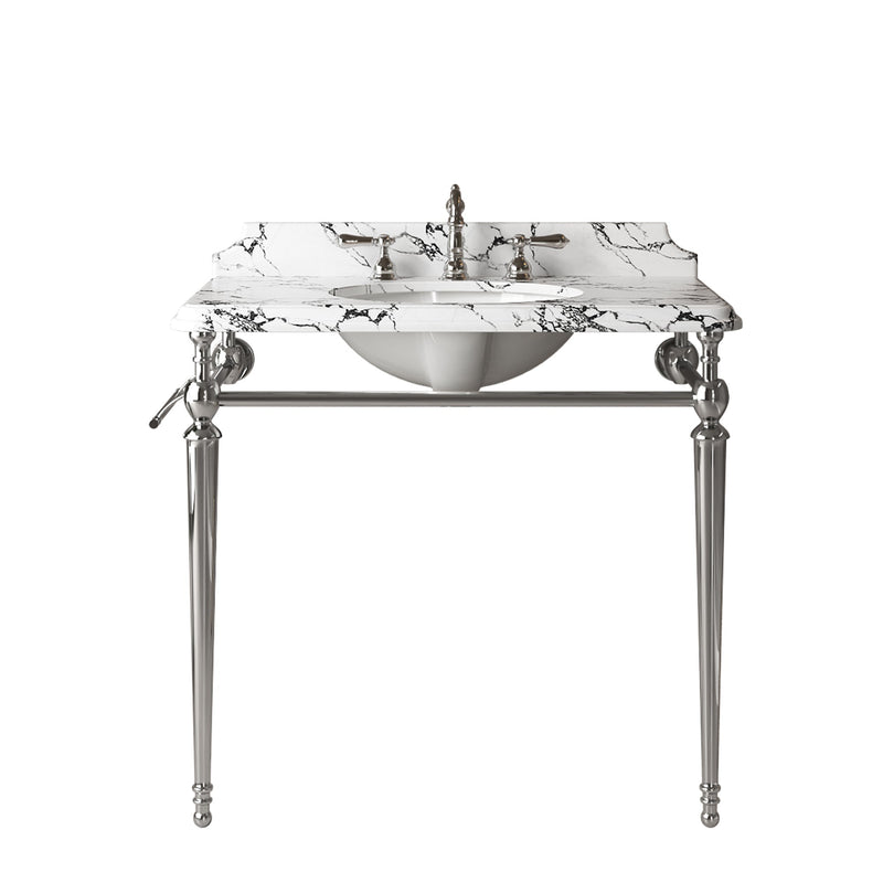 VICI 36" Bathroom Console Sink, Undermount Ceramic Vanity Basin by HouseOfZazla