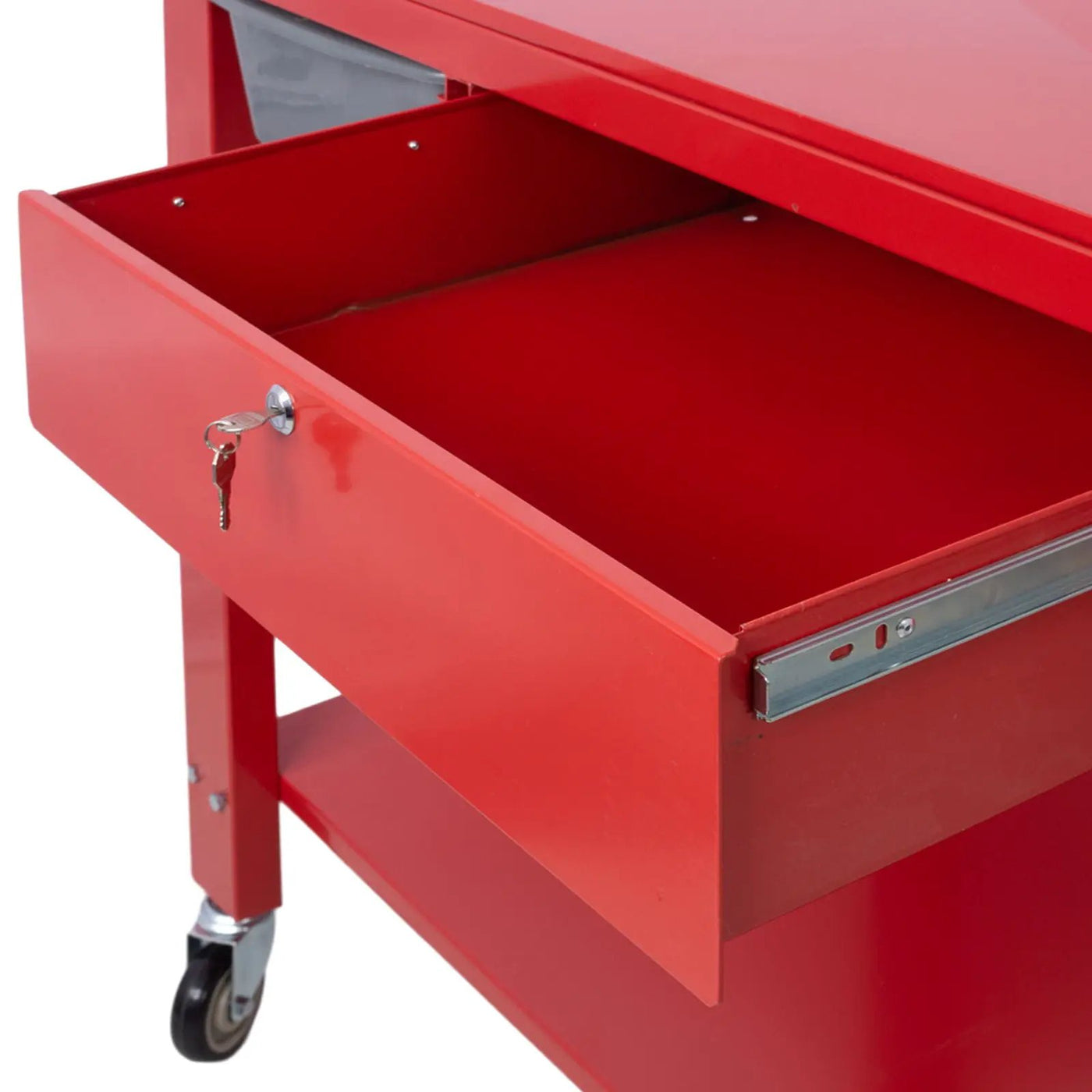 Transmission Teardown Work Station 1 / 2 Ton Capacity Sloping Drain Table Locking Drawer Removable Drain Basin Full-Width Lower Shelf Four 4" Caster Wheels by HouseOfZazla