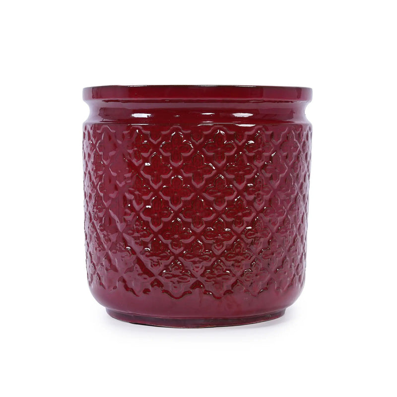 3 Pieces Ceramic Flowerpot Set, Bean Paste Red by HouseOfZazla
