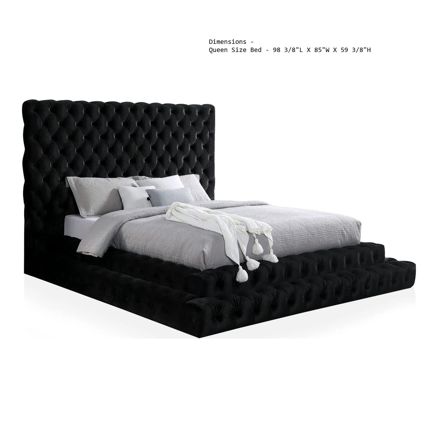 Tufted Oversized Headboard Platform Bed With Fully Upholstered Frame by HouseOfZazla