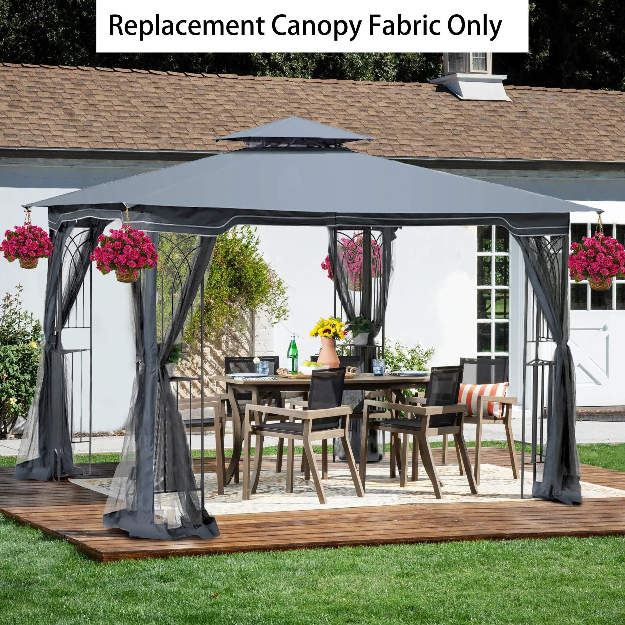 Patio Double Roof Gazebo Replacement Canopy Top Fabric by Unique Piece Furniture