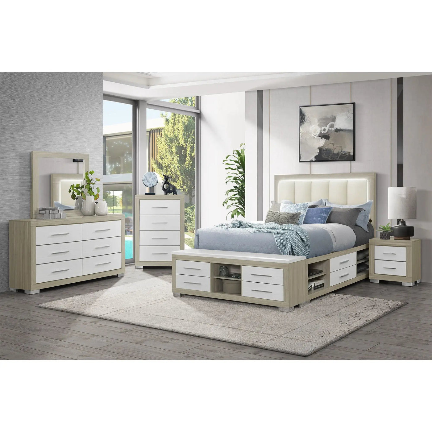 Elsa - 2 Toned Nightstand With Bar Handle And Spacious Drawers by HouseOfZazla