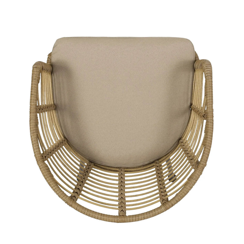 Randy Modern Wicker Chair with Water Resistant Cushions - Brown / Beige by HouseOfZazla