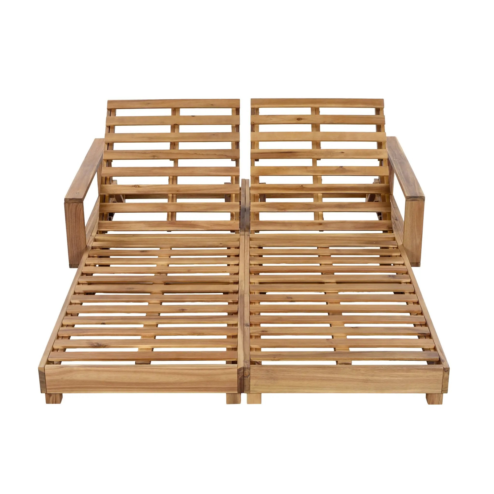 Double Acacia Wood Chaise Lounge Set by HouseOfZazla