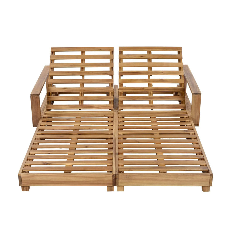 Double Acacia Wood Chaise Lounge Set by HouseOfZazla