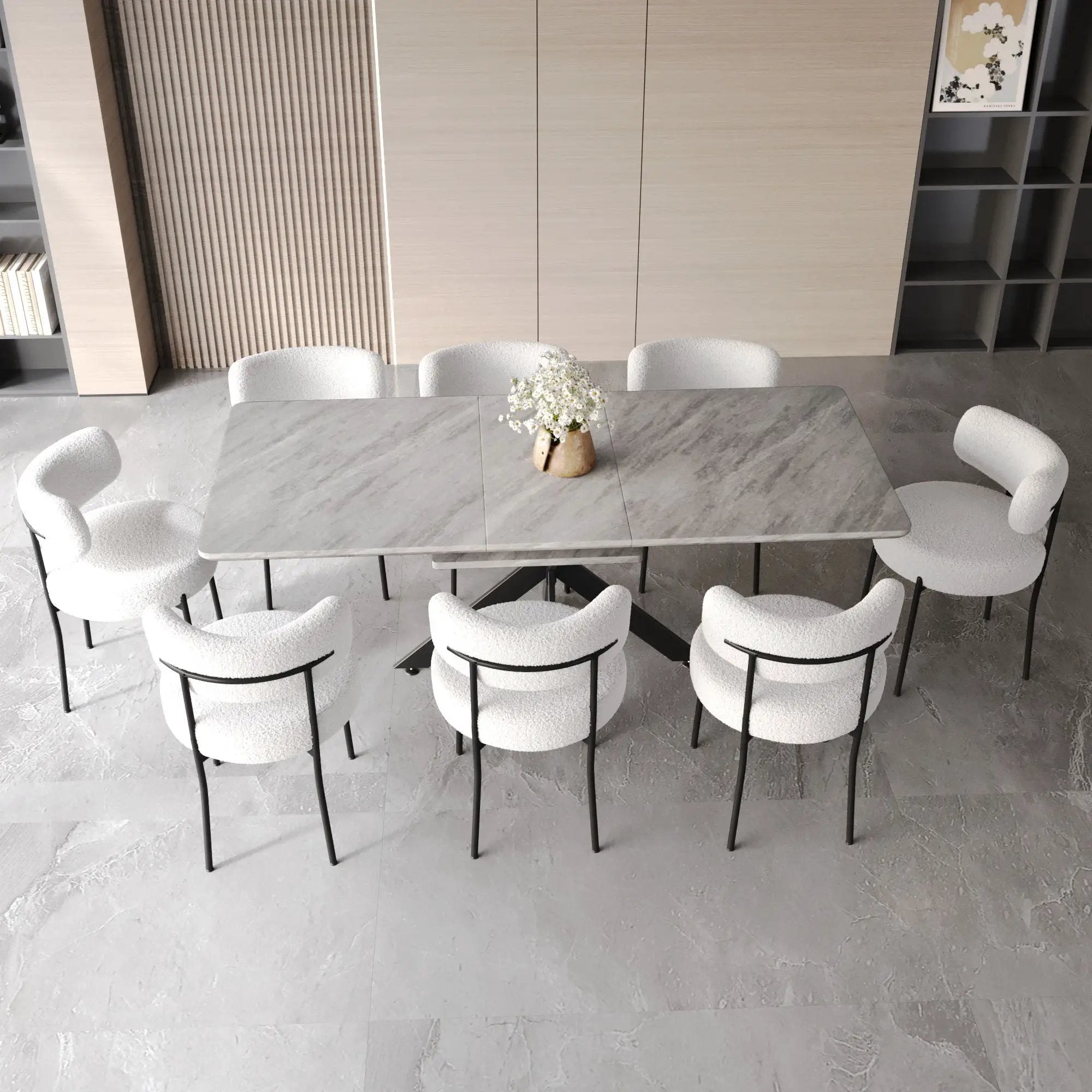 Extendable Dining Table Set With Curved Backrest Upholstered Chairs by HouseOfZazla
