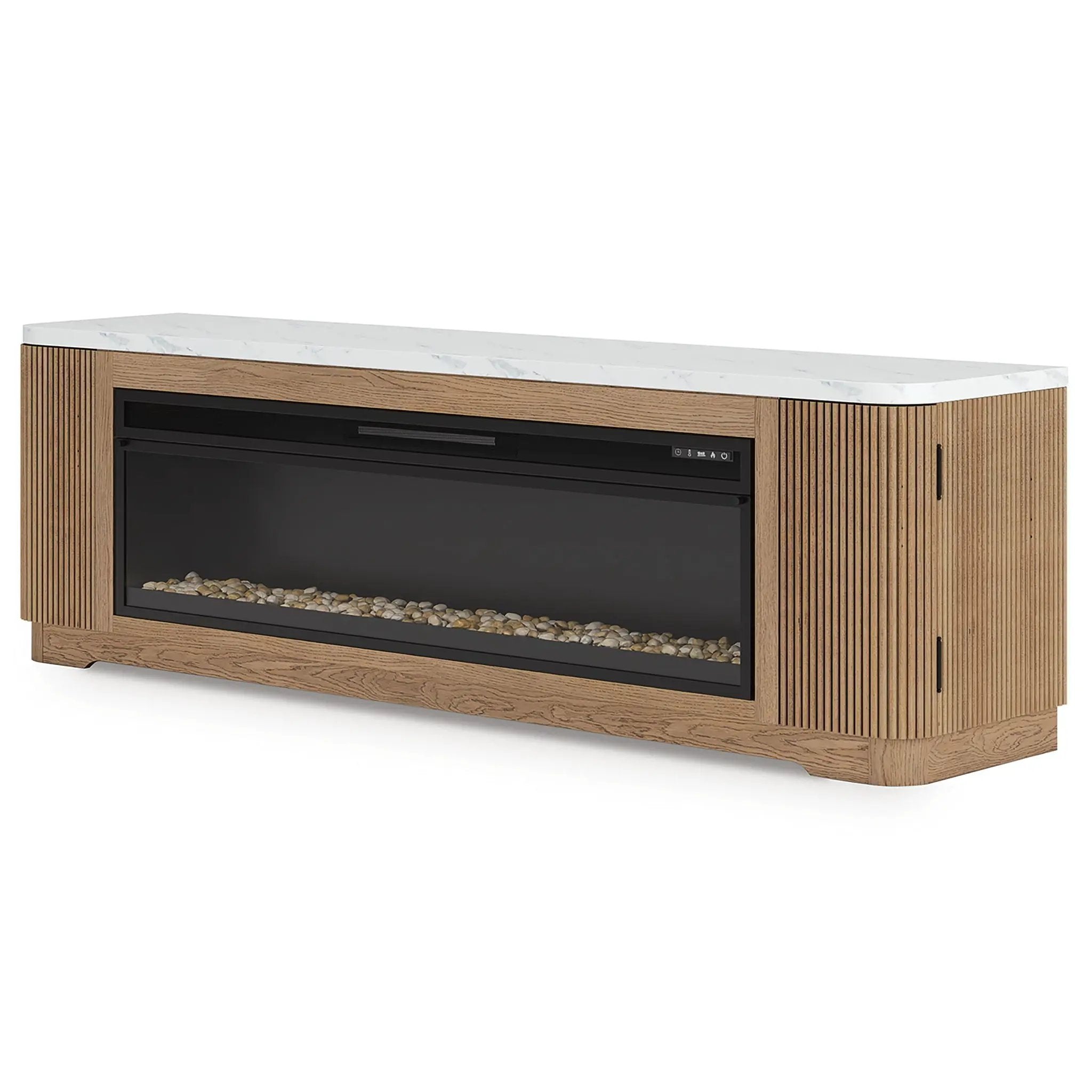 Camdill - 80" TV Stand With Electric Fireplace - Light Brown by Unique Piece Furniture
