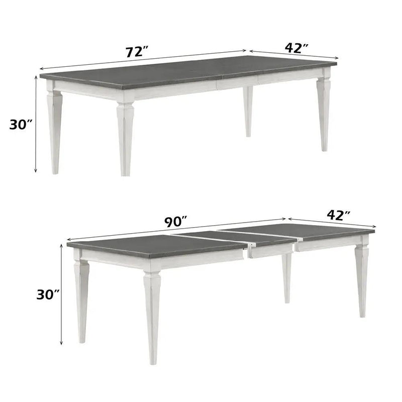 Katia - Dining Table With Leaf - Rustic Gray & Weathered White by Unique Piece Furniture
