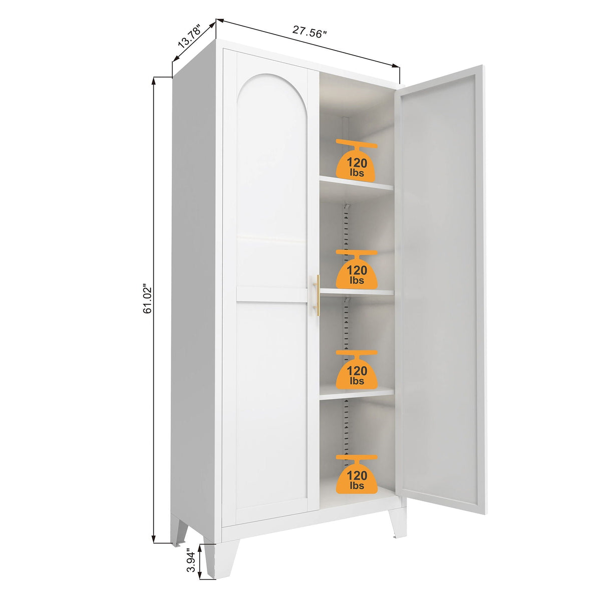 Shapely Doors Metal Storage Cabinet with Adjustable Shelves - White, Black, or Beige, photo 6 of 12