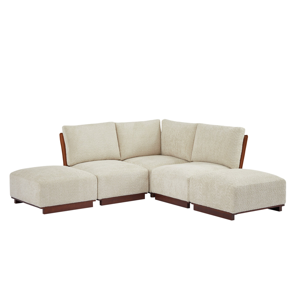 Boucle Modular Sectional Sofa with Deep Ergonomic Seating - Velora 88.5 in., photo 3 of 10