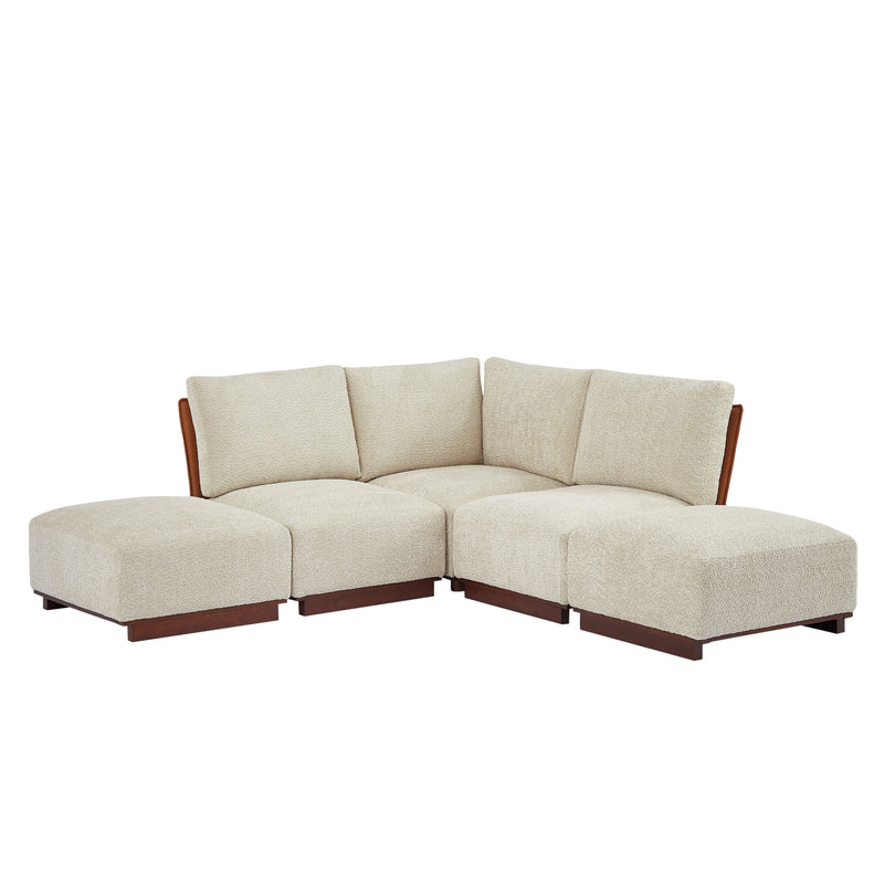 Boucle Modular Sectional Sofa with Deep Ergonomic Seating - Velora 88.5 in., photo 3 of 10