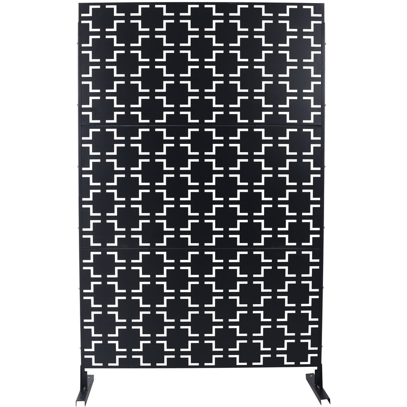 Freestanding Metal Privacy Screen with Durable Construction - Black