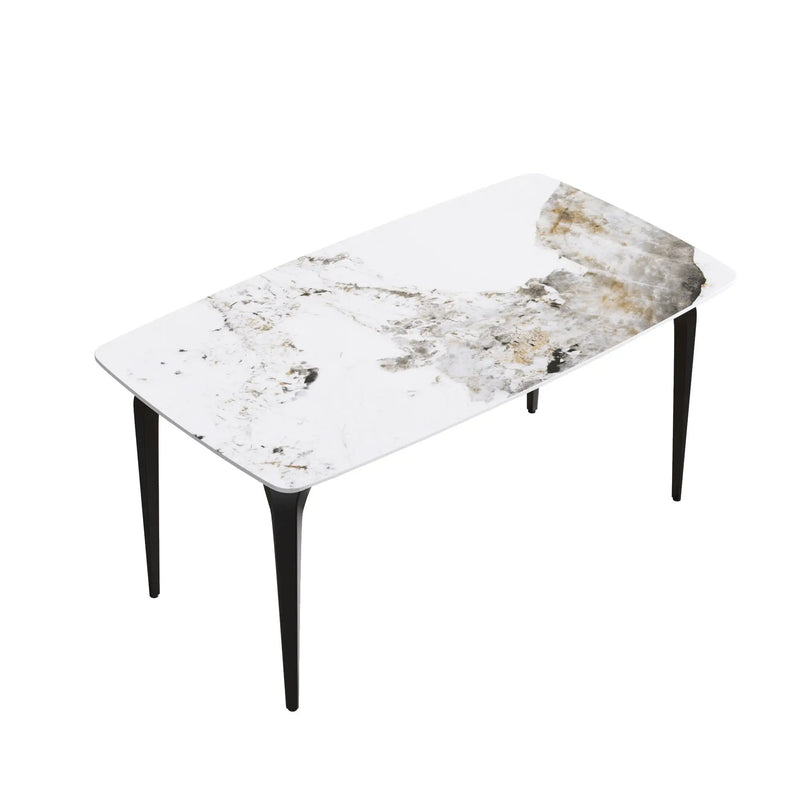 Modern Artificial Stone Pandora Curved Leg Dining Table 6 People - Antique White by HouseOfZazla