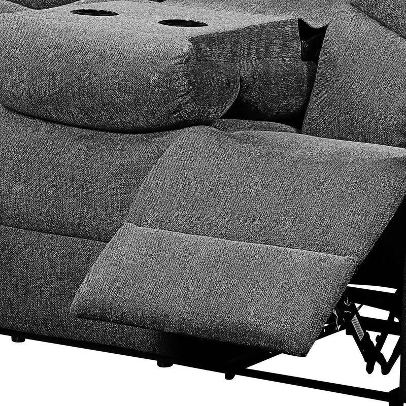 Kalen Chenille Sofa With Drop Down Table - Gray by HouseOfZazla