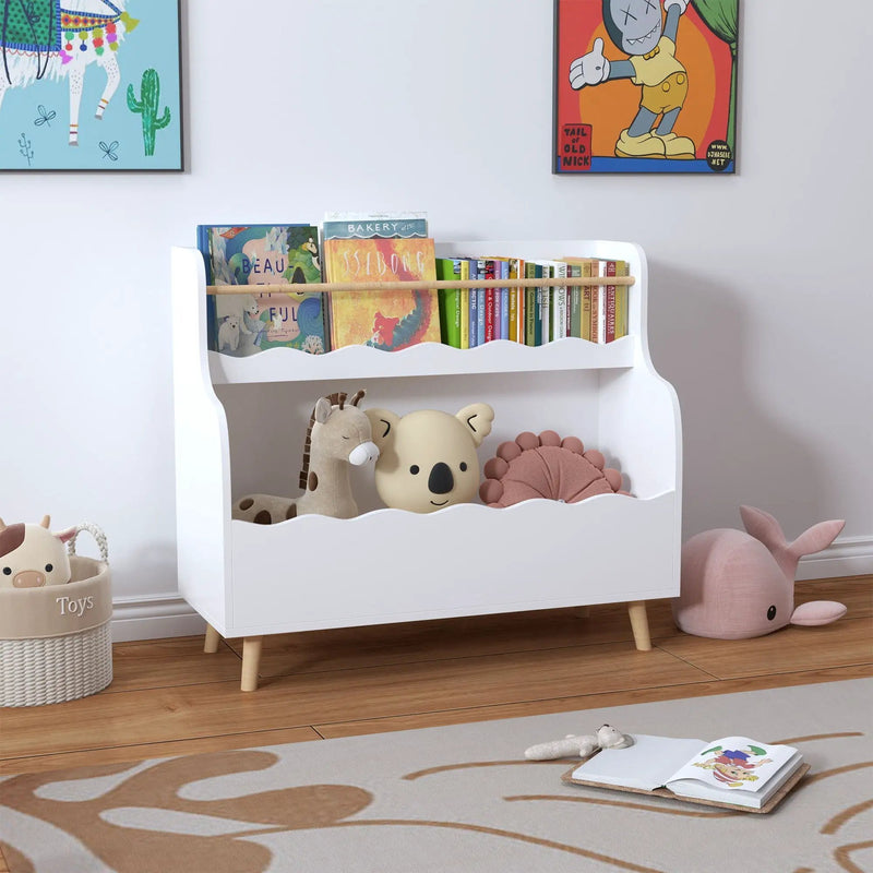 Kids Bookcase, Children Book Organizer Toy Storage Cabinet - White by HouseOfZazla