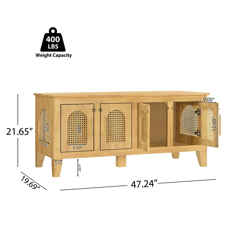 Lars Indoor Rattan Decorated Rubber Wood Dog Crate Cabinet by HouseOfZazla