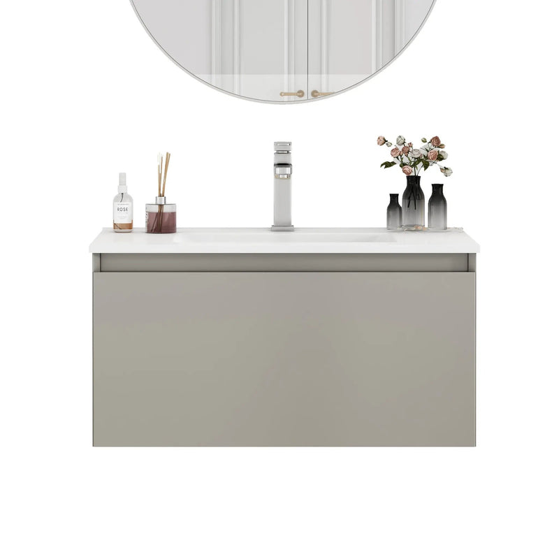 32-Inch Wall-Mounted Bathroom Vanity with Soft-Close Drawer by HouseOfZazla