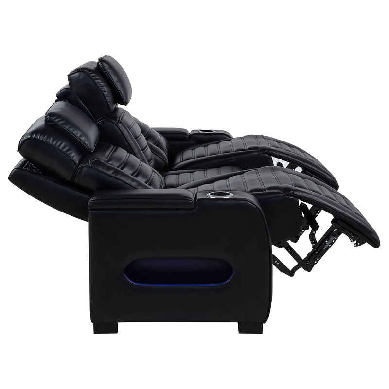 Zuma 2-piece Faux Leather Dual Power LED Sofa Set Black by Unique Piece Furniture