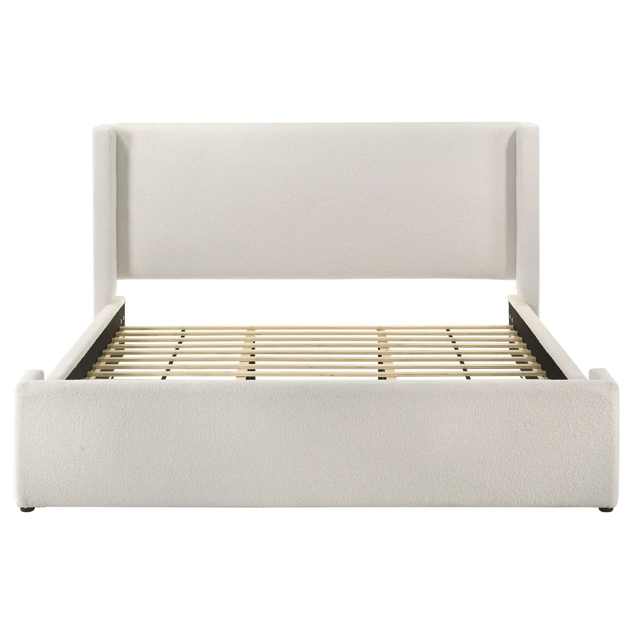 Alamosa Boucle Upholstered Eastern King Platform Bed White by Unique Piece Furniture