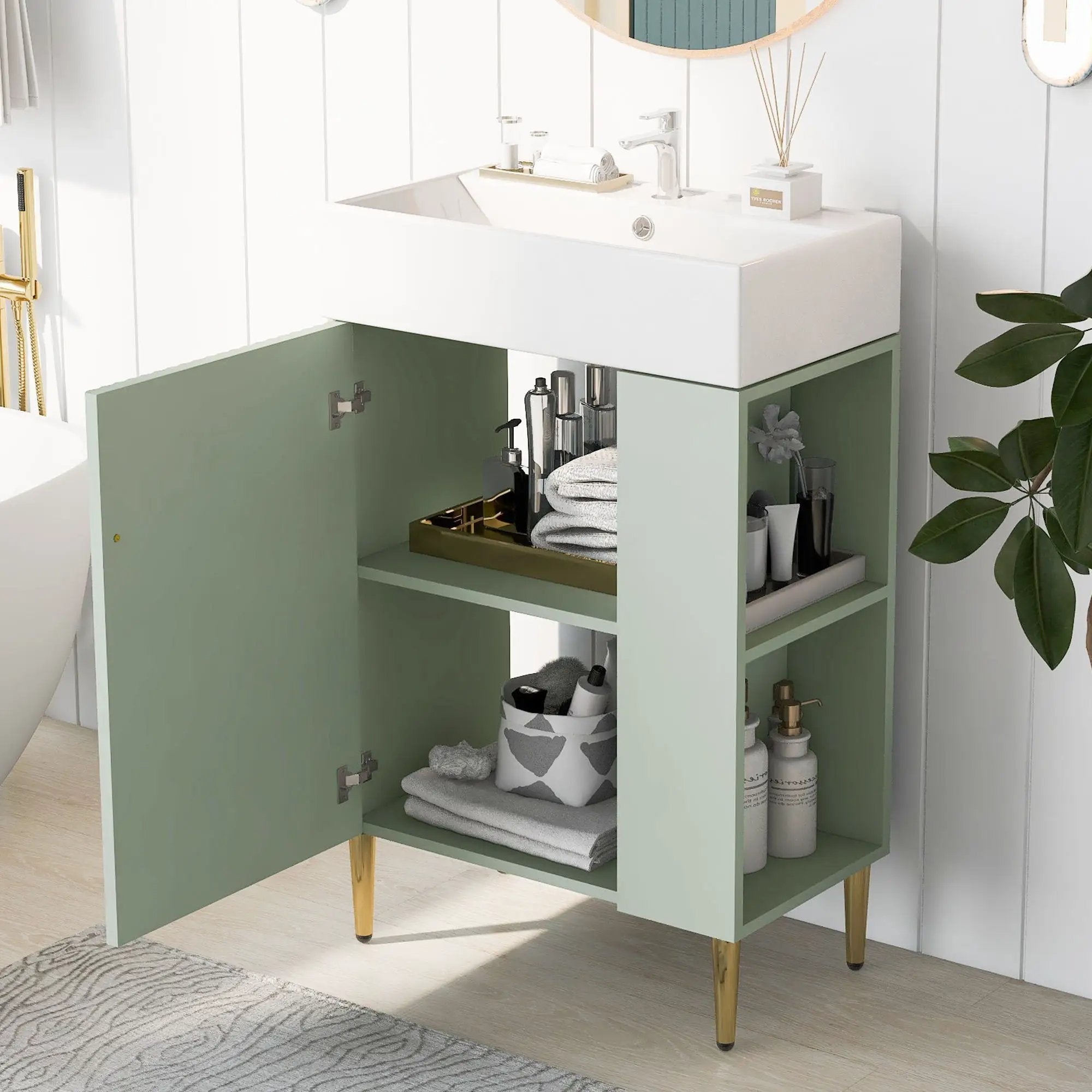 Bathroom Vanity, Combo Cabinet, Bathroom Storage Cabinet, Single Ceramic Sink by HouseOfZazla