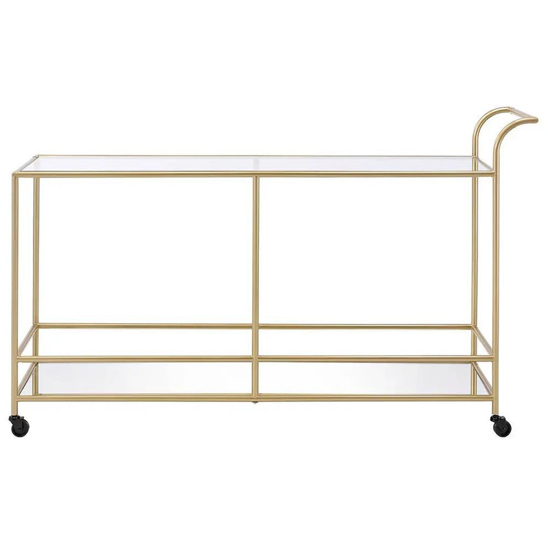 Kenda - Serving Cart - Clear Glass, Mirrored & Gold by Unique Piece Furniture