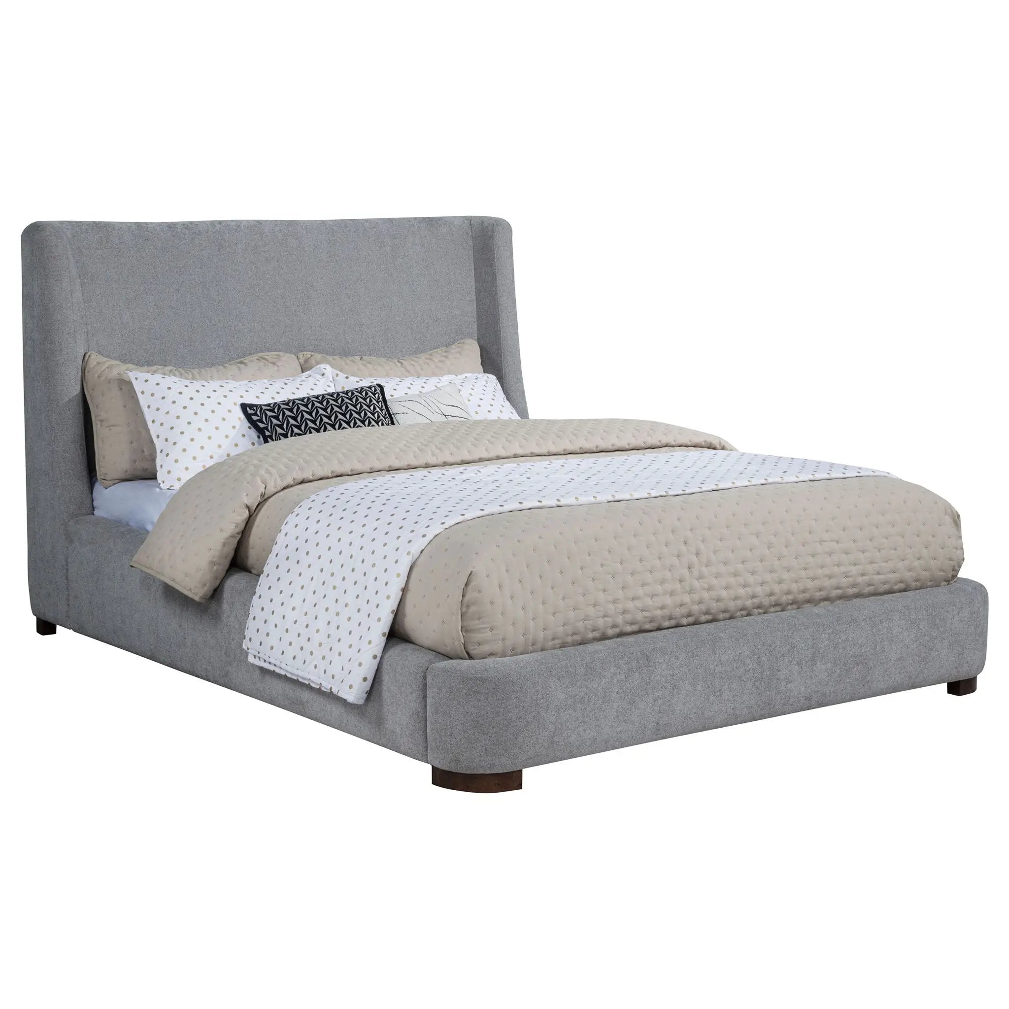 Rennes Upholstered Eastern King Wingback Platform Bed Grey by Unique Piece Furniture