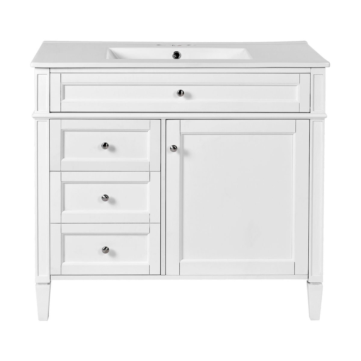 36" Bathroom Vanity with Ceramic Sink and Storage Drawers - Multiple Colors, photo 3 of 20