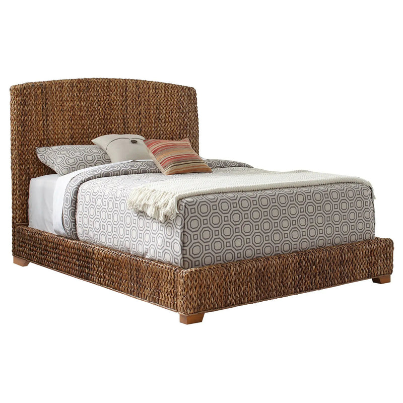 Laughton Banana Leaf Eastern King Panel Bed Amber by Unique Piece Furniture