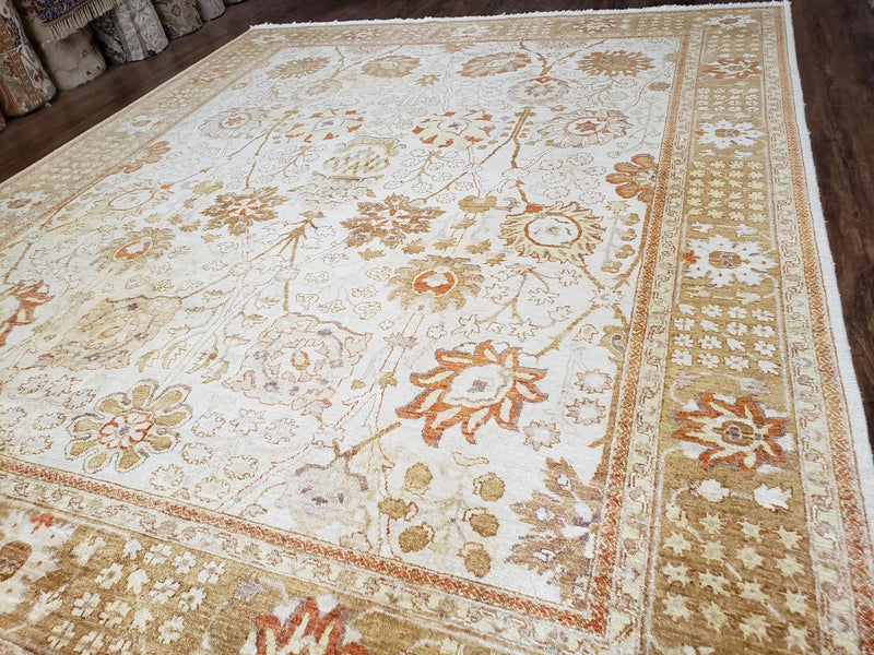 8x10 Oushak Rug, Pakistani Peshawar Wool Carpet, Beige Tan by Jewel Rugs