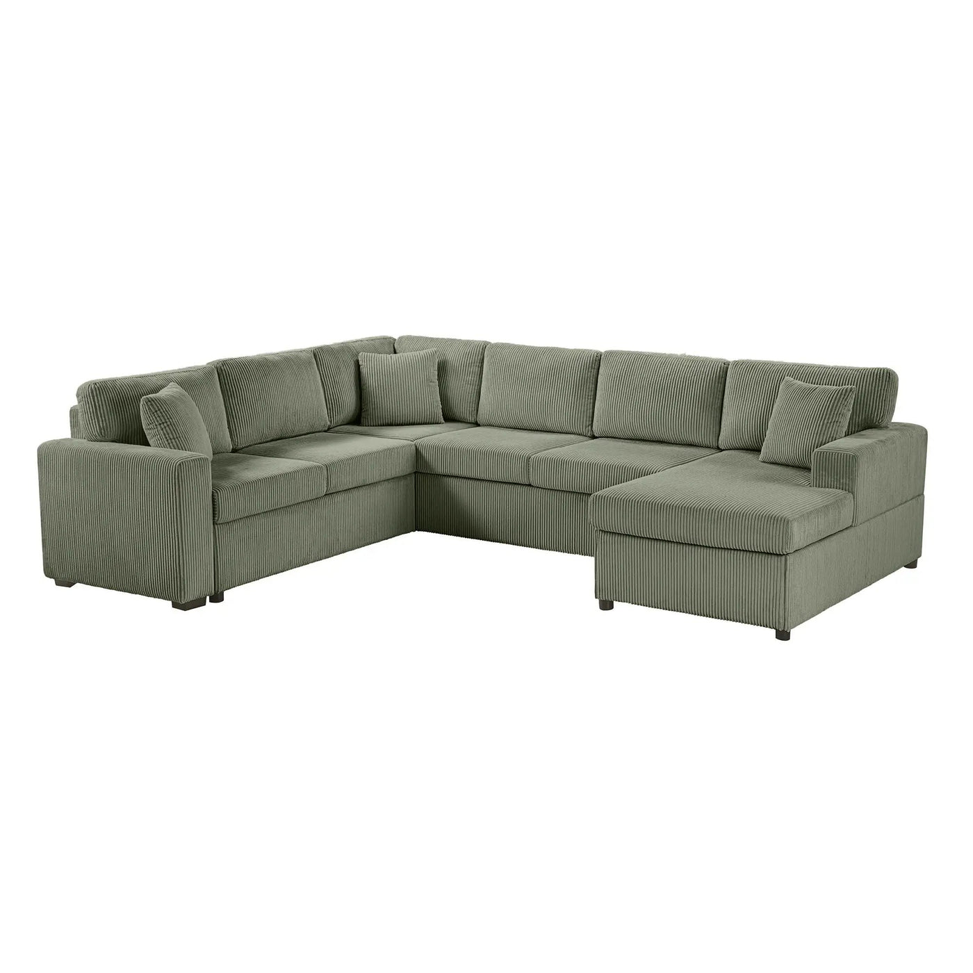 Oversized Sectional U-Shaped Sofa With Chaise Lounge And Three Soft Throw Pillows by HouseOfZazla